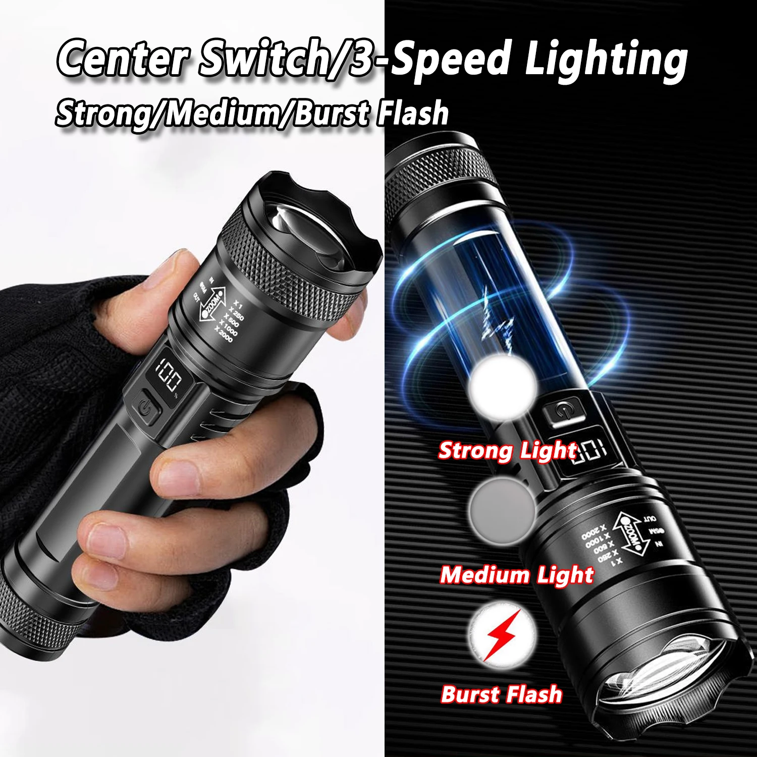 TY-908M Led Flashlight 2000LM  - Fishing Light recension och pris