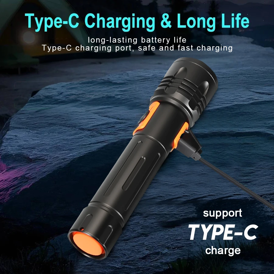 High Power LED Flashlight USB  - Fishing Light recension och pris