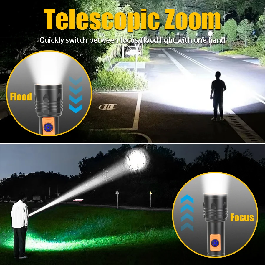 High Power LED Flashlight USB  - Fishing Light recension och pris