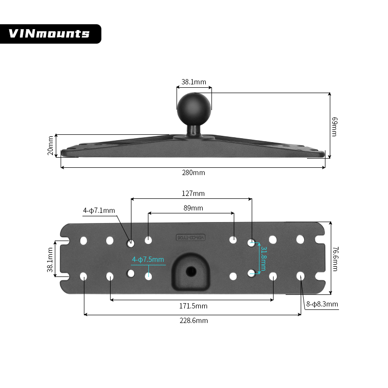 Aluminum Fish Finder Mount wit - Fish Finder Mount recension och pris